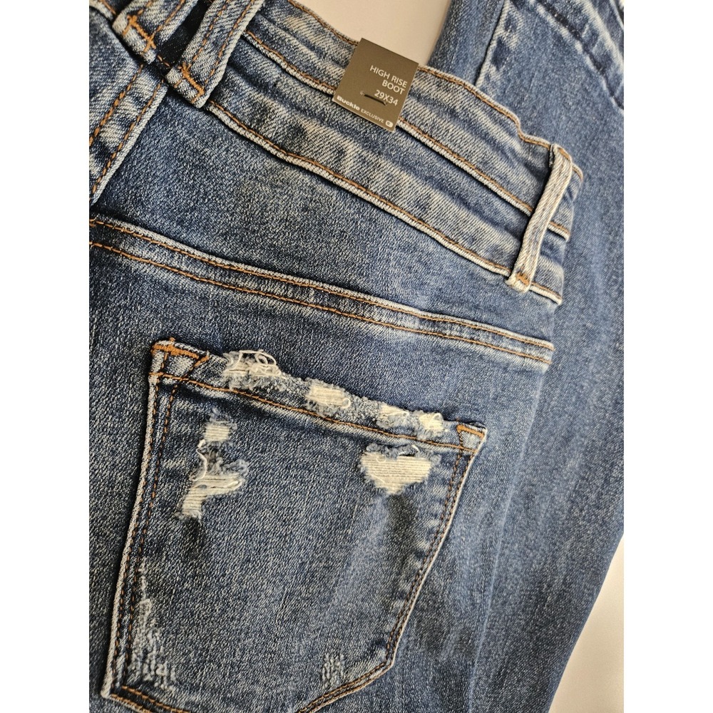NEW Flying Monkey High-Rise Distressed Bootcut/Flare Frayed Jeans Size 29×34 - Picture 3 of 5